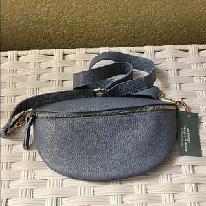 Tourance Elegant Blue Leather waist Bag Italy